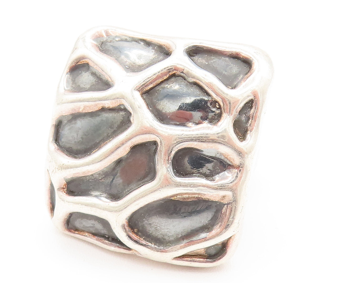 ISRAEL 925 Silver  Vintage Carved Square Frame Statement Ring Sz 9  RG26167