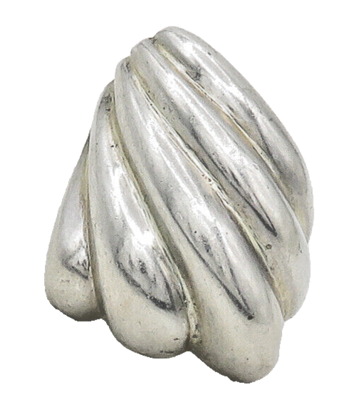 MEXICO 925 Sterling Silver  Vintage Shiny Fluted Statement Ring Sz 7  RG16998
