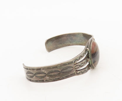 925 Sterling Silver Vintage Bracelet NAVAJO White Buffalo Split Band  BT10231