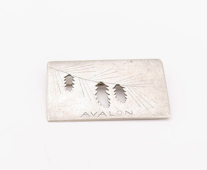 925 Sterling Silver Vintage Brooch Pin Designer Cutout AVALON Etched  BP11174