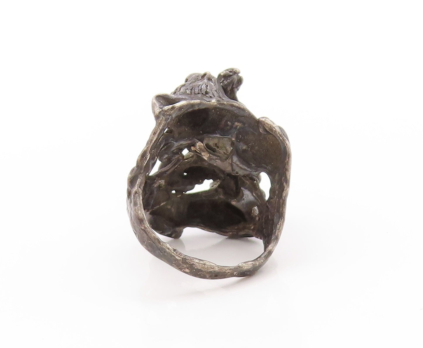 925 Sterling Silver Vintage Ring Bible Figure Daniel Lions Den  Sz 7.5  RG32703