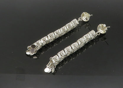 925 Sterling Silver  Vintage Shiny Diamond Cut Twist Dangle Earrings  EG10747