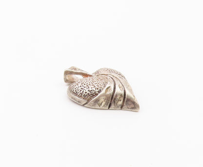 925 Sterling Silver  Vintage Love Heart Dome Diamond Cut Pendant  PT17510