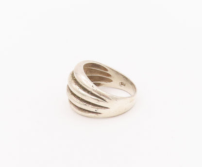 925 Sterling Silver Vintage Ring Solid Grooved Broad Dome Ring  Sz 9  RG28050