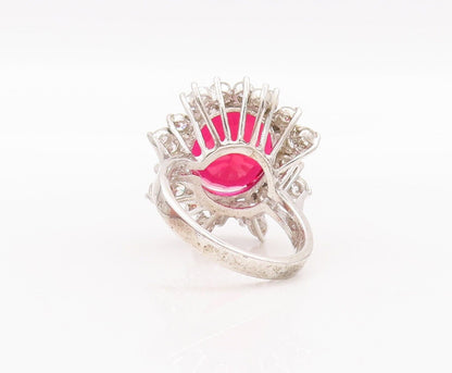 925 Sterling Silver Vintage Ring Designer Floral Beaded Two Tone CZ Sz 8 RG28191