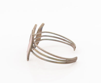 925 Sterling Silver Vintage Bracelet Modernist split Band Swirly Enamel  BT10308