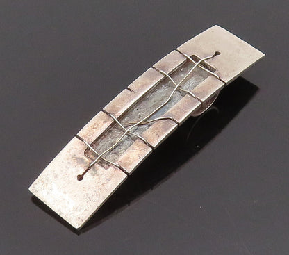 925 Sterling Silver  Vintage Modernist Rectangular Wired Plate Pendant PT22189
