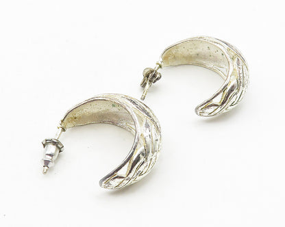 925 Sterling Silver  Vintage Shiny Braided Pattern JHoop Earrings  EG5692