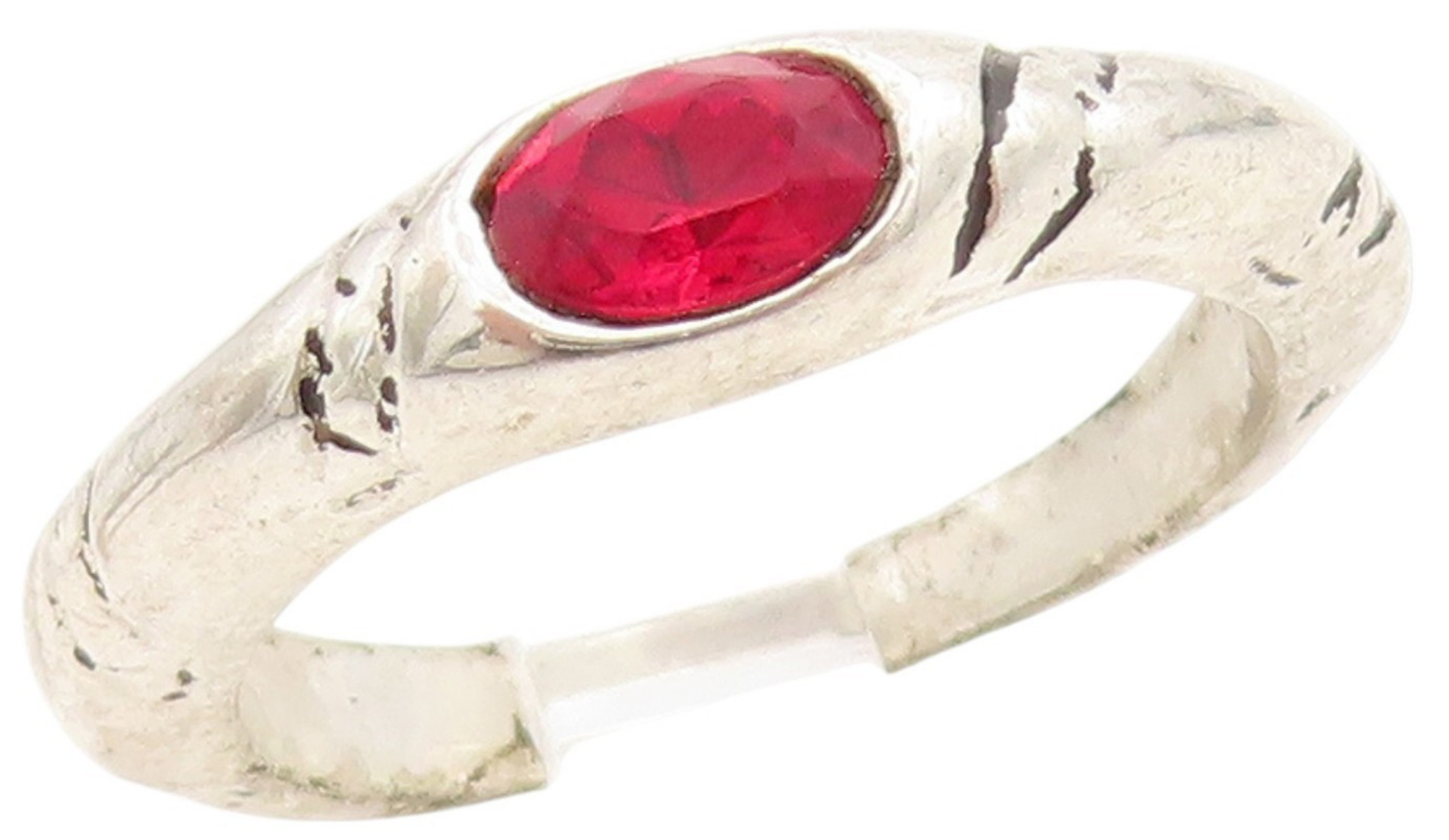 925 Sterling Silver Vintage Ring Minimalist Red CZ Solitaire Band  Sz 8  RG34795