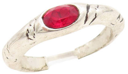925 Sterling Silver Vintage Ring Minimalist Red CZ Solitaire Band  Sz 8  RG34795