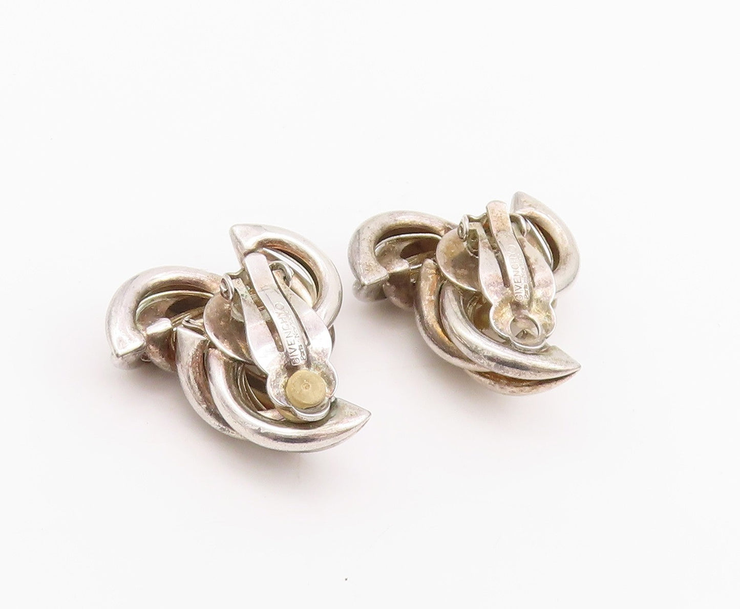 925 Sterling Silver Vintage Earrings GIVENCHY Love Knot Braided Clip On  EG13628