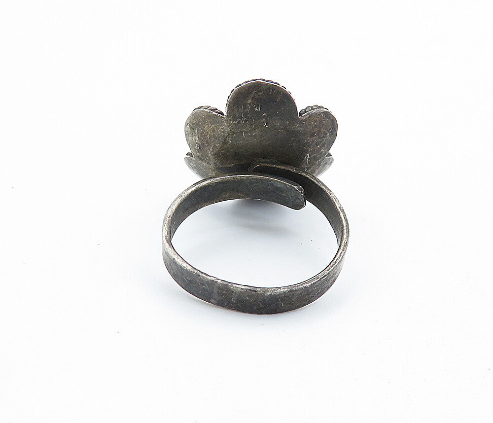 MEXICO 925 Silver  Vintage Tiger's Eye Floral Twist Cocktail Ring Sz 7  RG7397