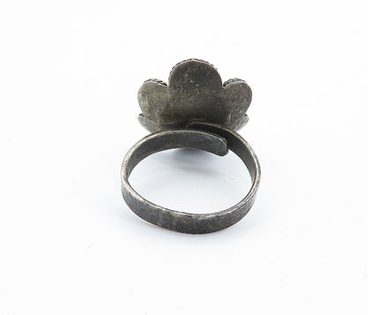 MEXICO 925 Silver  Vintage Tiger's Eye Floral Twist Cocktail Ring Sz 7  RG7397