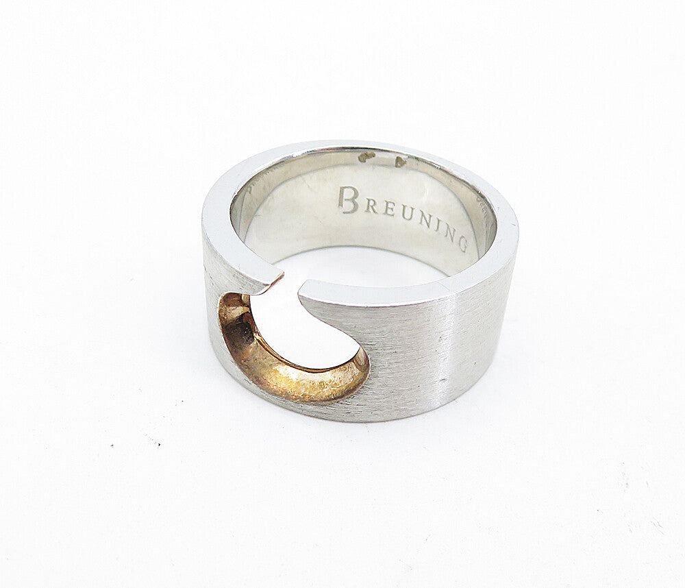 BREUNING 925 Silver  Vintage Two Tone Cutout Design Band Ring Sz 6.5  RG4681
