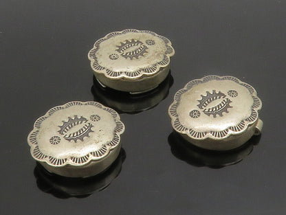 NAVAJO 925 Sterling Silver  Vintage 3 Piece Etched Button Covers Set  TR2069