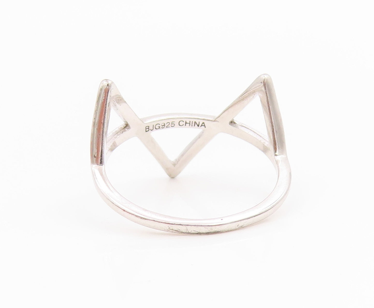 925 Sterling Silver Vintage Ring Minimalist Open Triangles Band  Sz 7  RG35708
