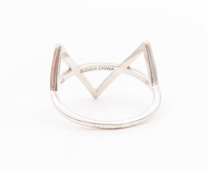 925 Sterling Silver Vintage Ring Minimalist Open Triangles Band  Sz 7  RG35708