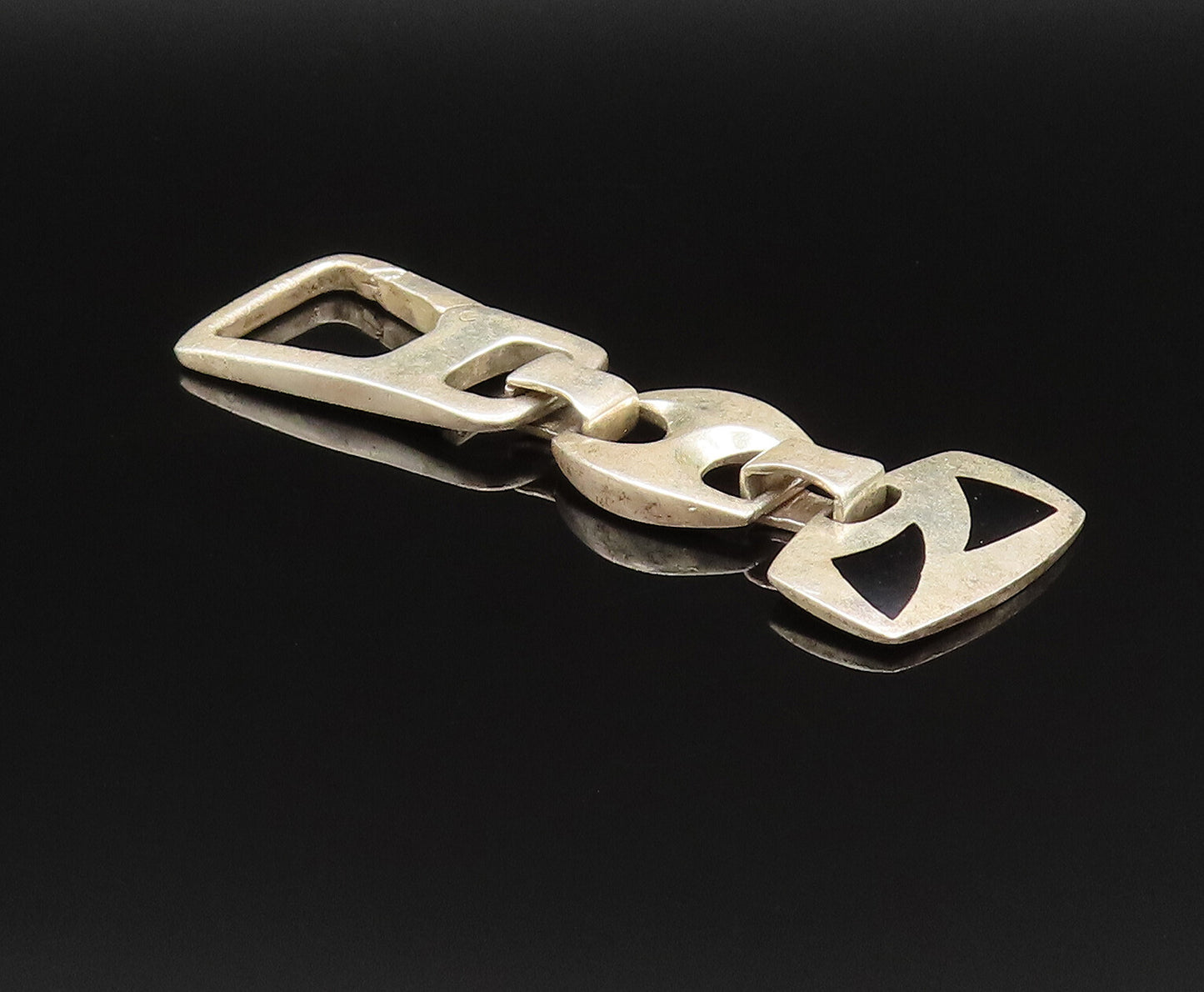 925 Sterling Silver  Vintage Enamel Triangle Anchor Link Key Chain  TR3389
