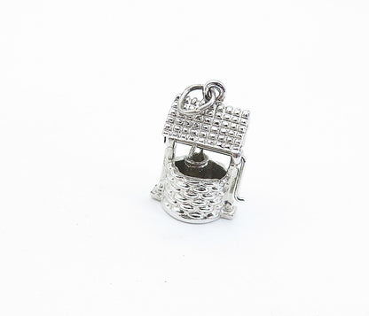 925 Sterling Silver  Vintage Polished Water Well Motif Drop Pendant  PT4705