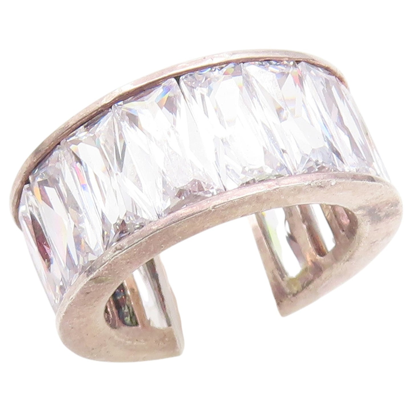 925 Sterling Silver Vintage Ring Baguette Cut CZ Eternity Band  Sz 5  RG36845
