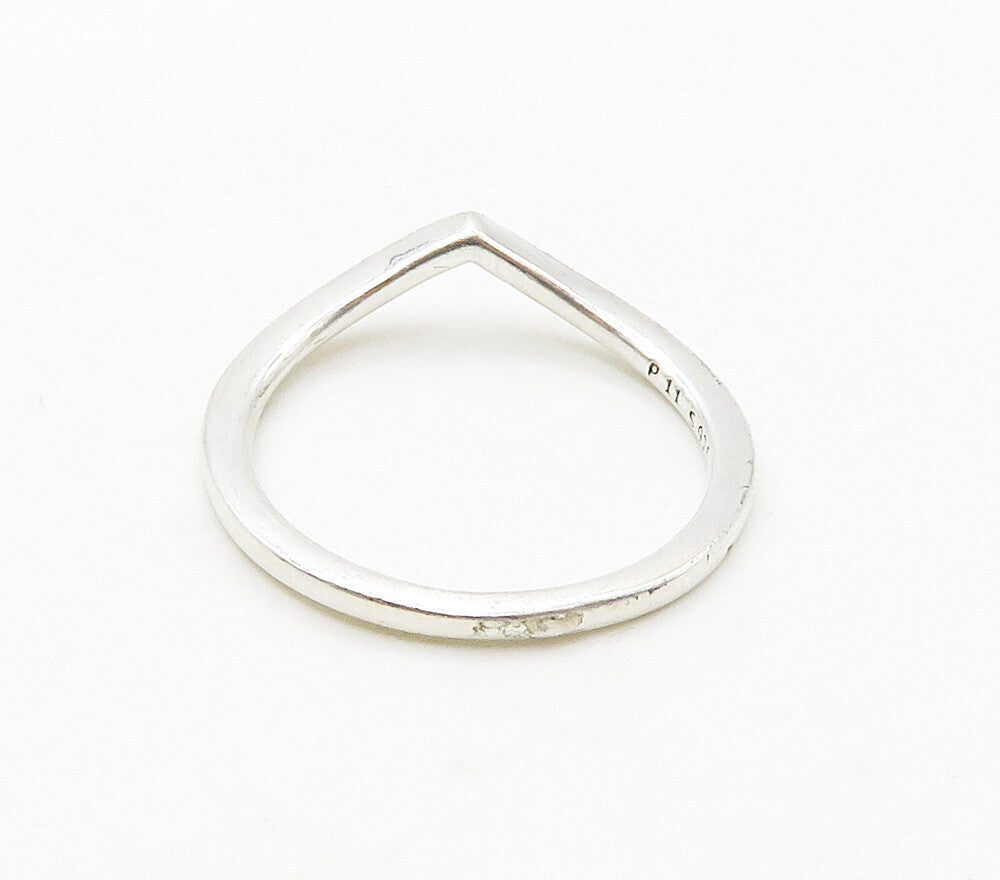 PANDORA 925 Sterling Silver  Shiny Smooth Pointed Band Ring Sz 6  RG16852
