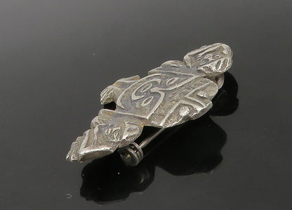 925 Sterling Silver  Vintage Oxidized Warrior Motif Brooch Pin  BP8821