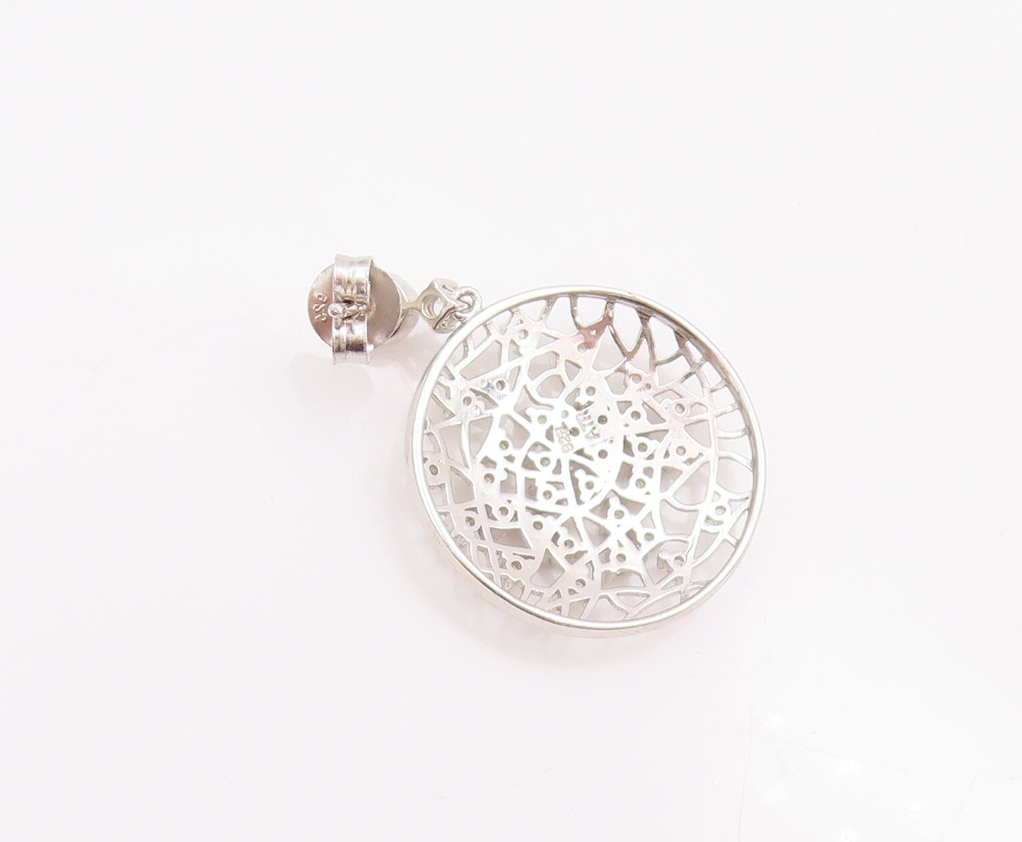 925 Sterling Silver Vintage Earrings Cutout Round Star Cluster Beaded CZ EG12962