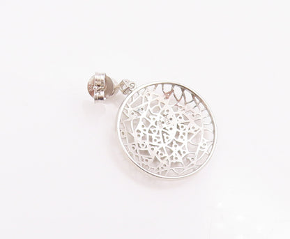 925 Sterling Silver Vintage Earrings Cutout Round Star Cluster Beaded CZ EG12962