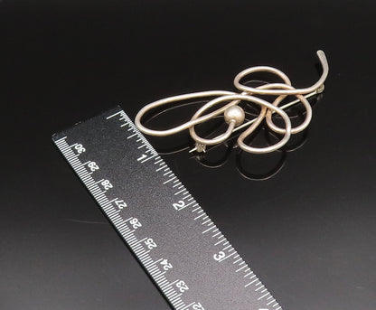 925 Sterling Silver  Vintage Bead Ball Knot Twist Outline Brooch Pin  BP9769