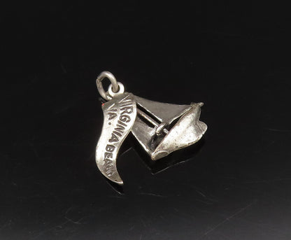 925 Sterling Silver  Vintage Virginia Beach Sailboat Charm Pendant  PT21580