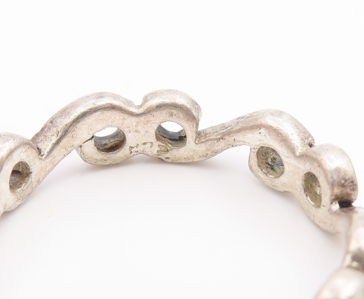 925 Sterling Silver Vintage Ring Minimalist Swirly Cutout Band  Sz 8  RG35162