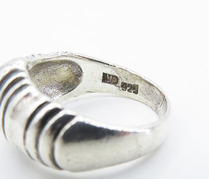 925 Sterling Silver Shiny Fluted Tapered Dome Style Band Ring Sz 7 RG8397