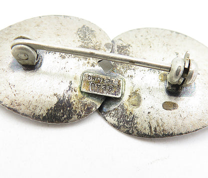 BEAU 925 Sterling Silver  Vintage Dark Tone Love Hearts Brooch Pin  BP1597