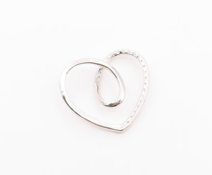 925 Silver  Vintage Twisted Love Heart Cubic Zirconia Drop Pendant  PT20376