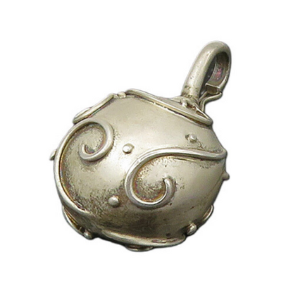 925 Sterling Silver  Vintage Swirl Patterned Hollow Sphere Pendant  PT17458