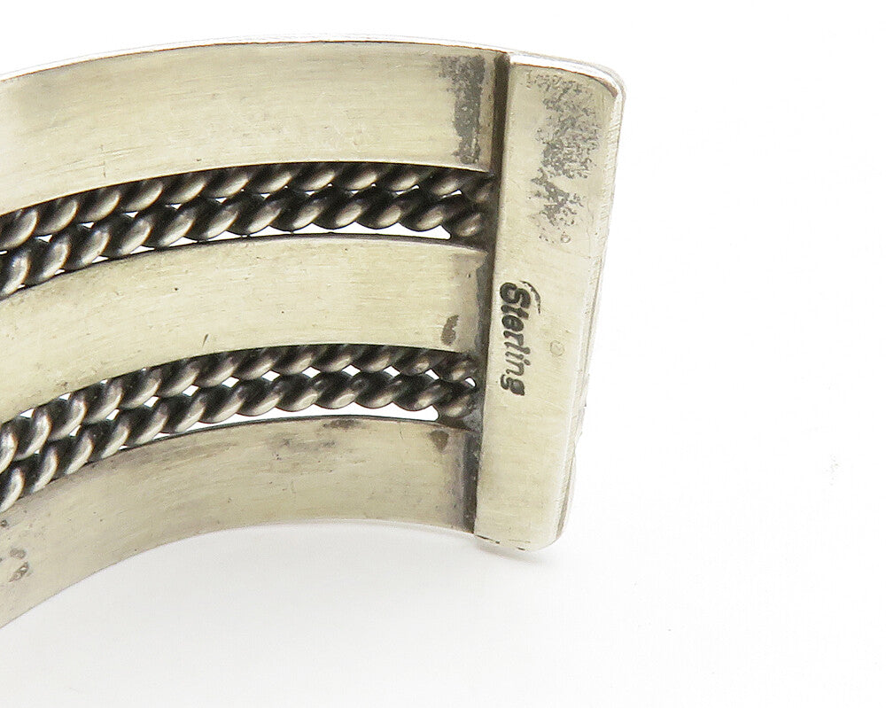 NAVAJO 925 Sterling Silver  Vintage Shiny Rope Twist Cuff Bracelet  BT5525