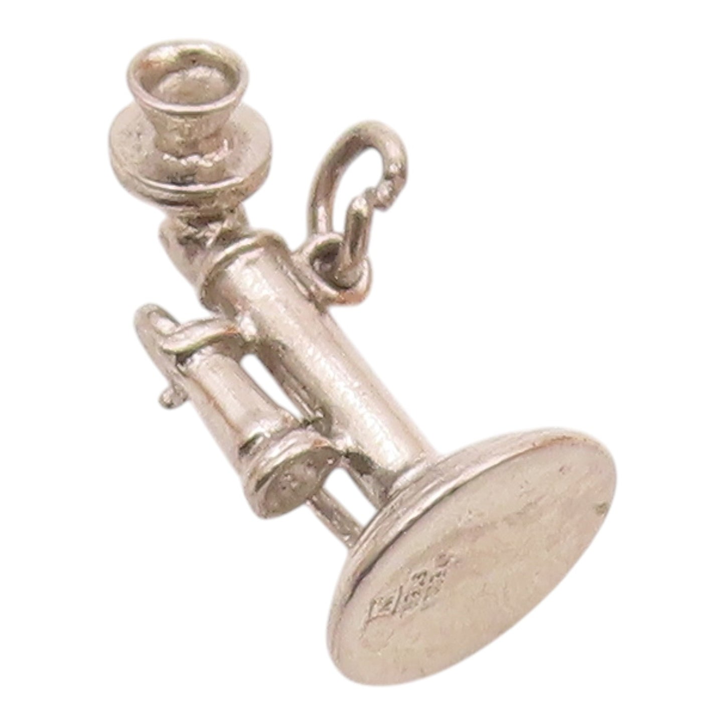 WELLS 925 Silver  Vintage Old Fashion Candlestick Telephone Pendant  PT21470