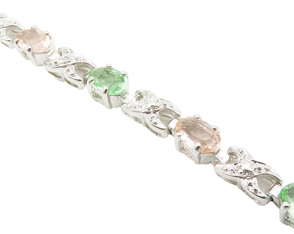 ROSS SIMON 925 Silver Genuine Diamonds & Topaz Shiny Chain Bracelet BT5141