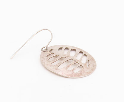 925 Sterling Silver Vintage Earrings RLM Cutout Ribs Design Coin  EG13627