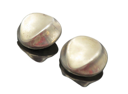 ZINA 925 Sterling Silver  Vintage Concave Dome Non Pierce Earrings  EG4814
