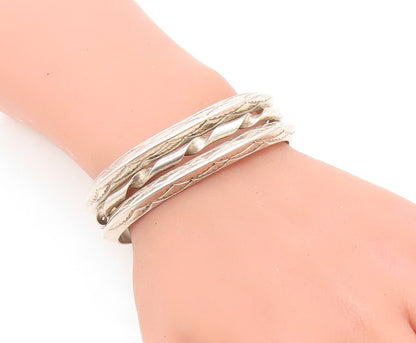 NAVAJO 925 Sterling Silver  Vintage Etched Border Twist Cuff Bracelet  BT2755