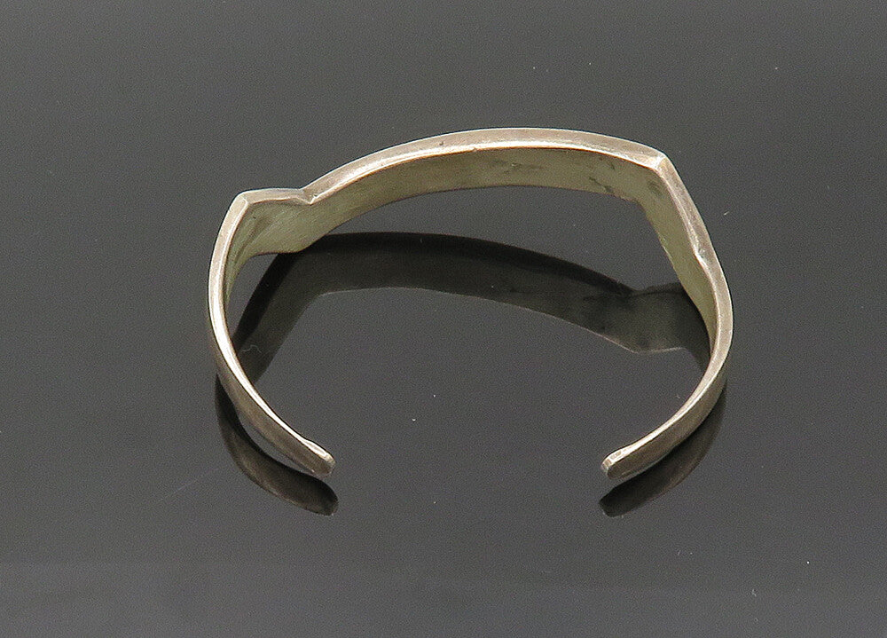 ZUNI NAVAJO 925 Silver  Vintage Inlaid Turquoise Pointed Cuff Bracelet  BT8304