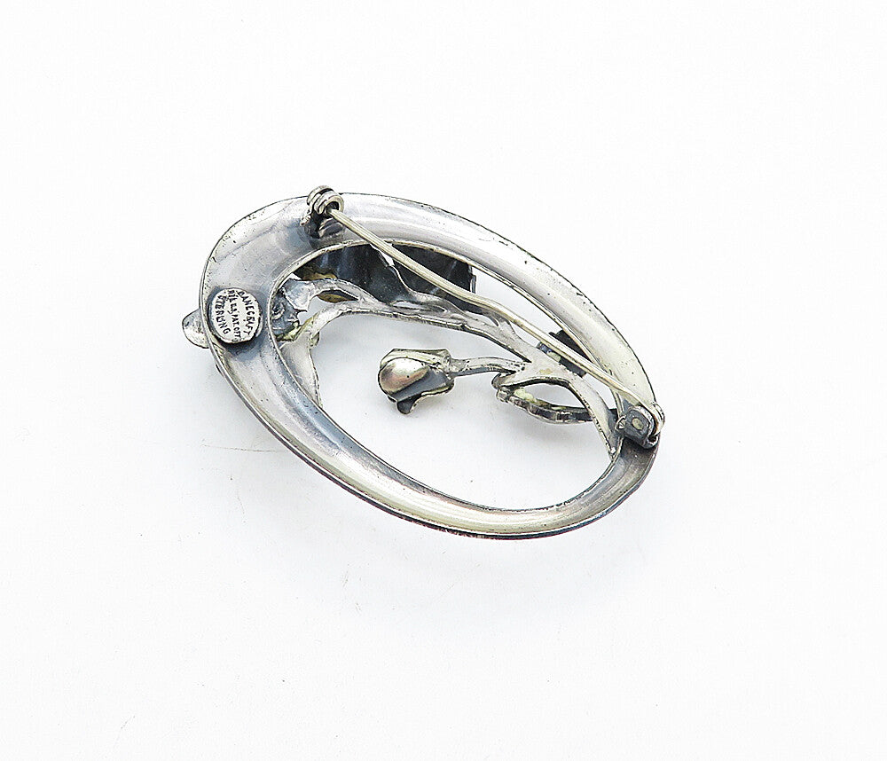 DANECRAFT 925 Sterling Silver  Vintage Sculpted Flowers Brooch Pin  BP1599