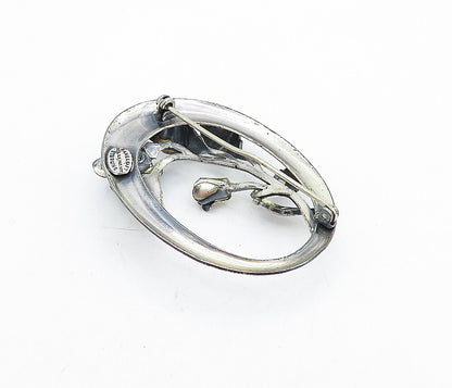 DANECRAFT 925 Sterling Silver  Vintage Sculpted Flowers Brooch Pin  BP1599