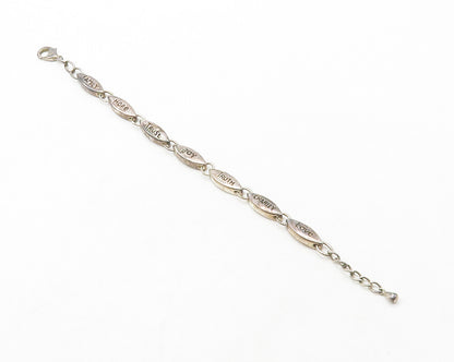MEXICO 925 Sterling Silver Vintage Inspirational Words Chain Bracelet BT5077