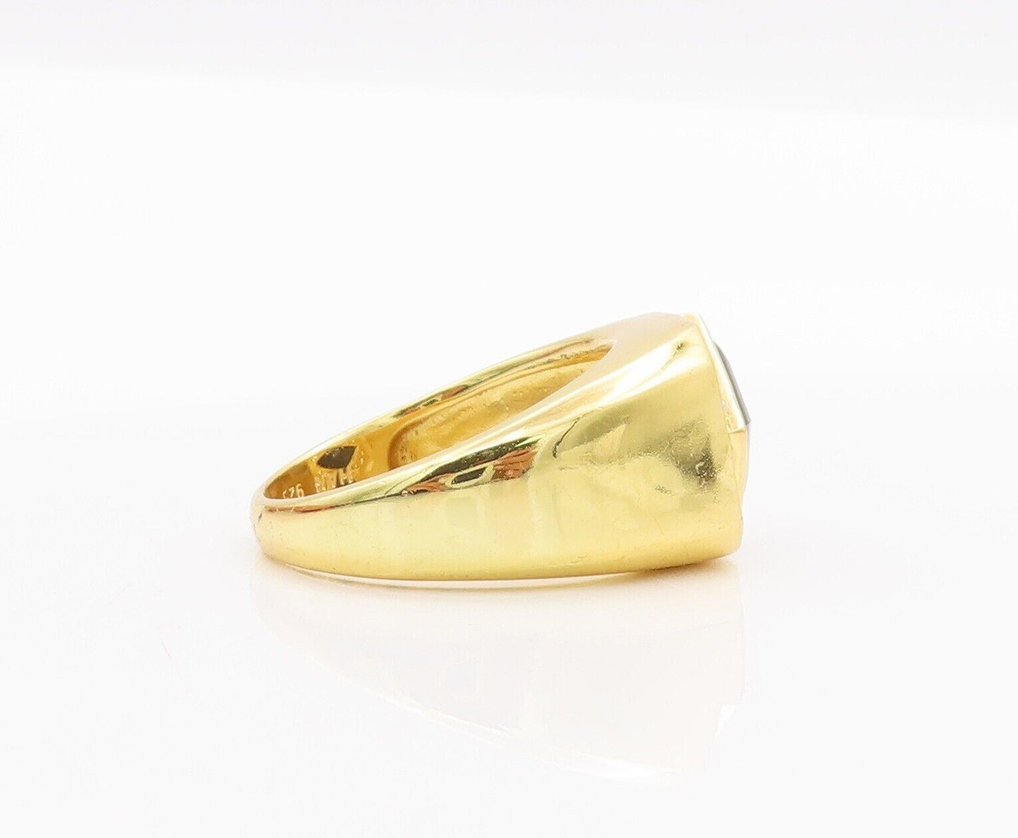 925 Sterling Silver Vintage Ring Gold Plated Square Onyx & CZ  Sz 10  RG28477
