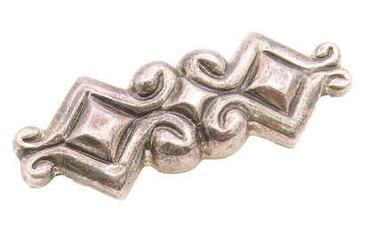 925 Sterling Silver Vintage Brooch Pin ZINA Geometric Scrollwork Bar  BP12668