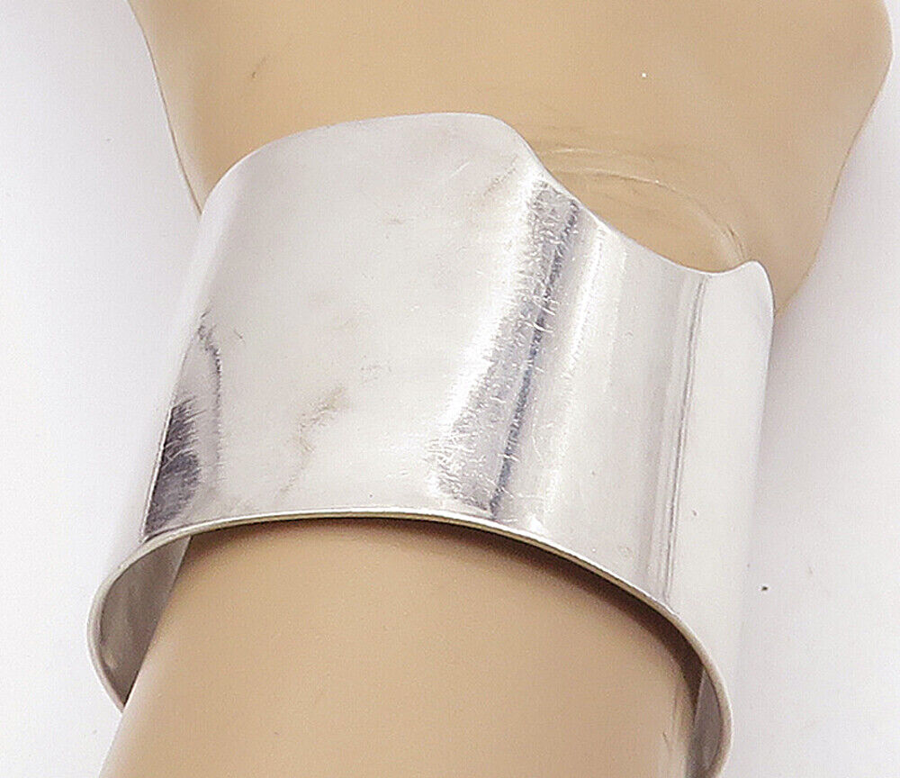 K. YOUNG 925 Sterling Silver  Vintage Modernist Wide Cuff Bracelet  BT2199