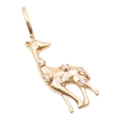 925 Sterling Silver   Petite Topaz Shiny Gold Plated Giraffe Pendant  PT12802