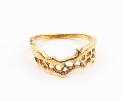 925 Sterling Silver Vintage Ring Gold Plated Openwork Multi Band Sz 9.5 RG36228